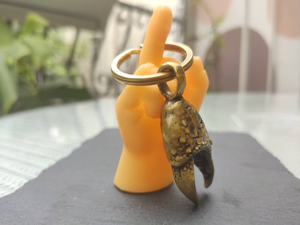 Putogn! Brass Copper Crab Tongs Key Pendant β Handmade Money Symbol Key Holder for Good Fortune & Nautical Style!