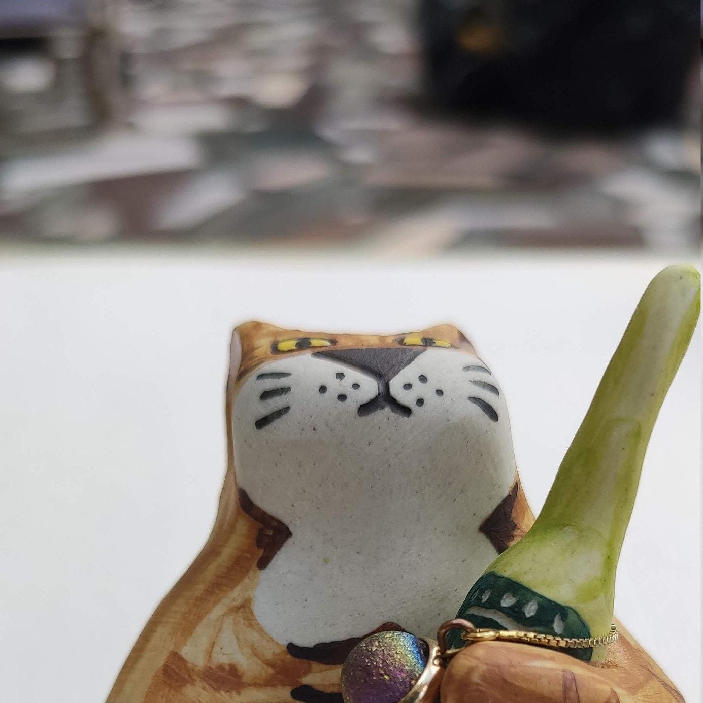 Putogn! Beer Bottle Orange Tabby Cat Figurine โ Handmade Dazing Cat Decor for Cat Lovers & Beer Enthusiasts!