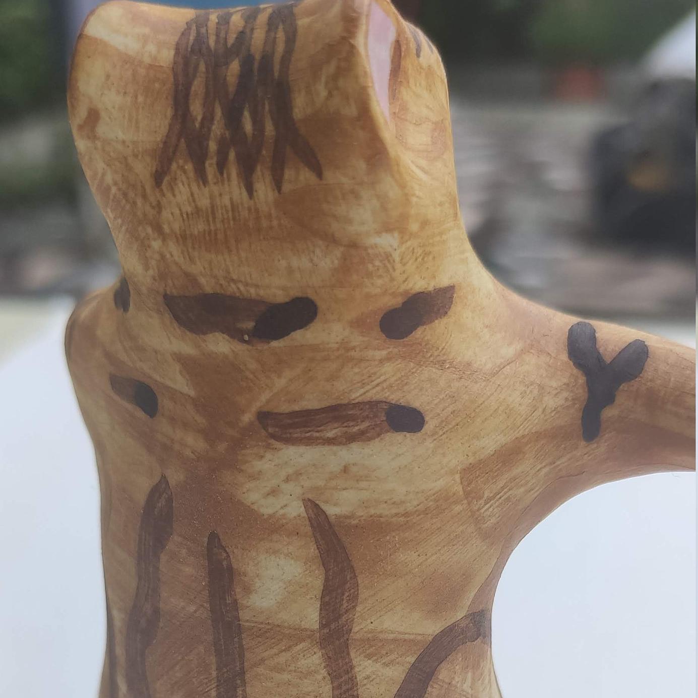 Putogn! Welcome Standing Orange Tabby Ceramic Cat Figurine – Handmade Dazing Cat Decor for Cat Lovers & Cozy Homes!