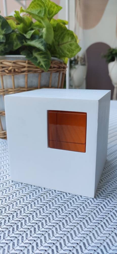 Putogn! White Plaster Orange Crystal Ornaments – Handmade Minimalist Decor for Modern Homes & Holiday Cheer!