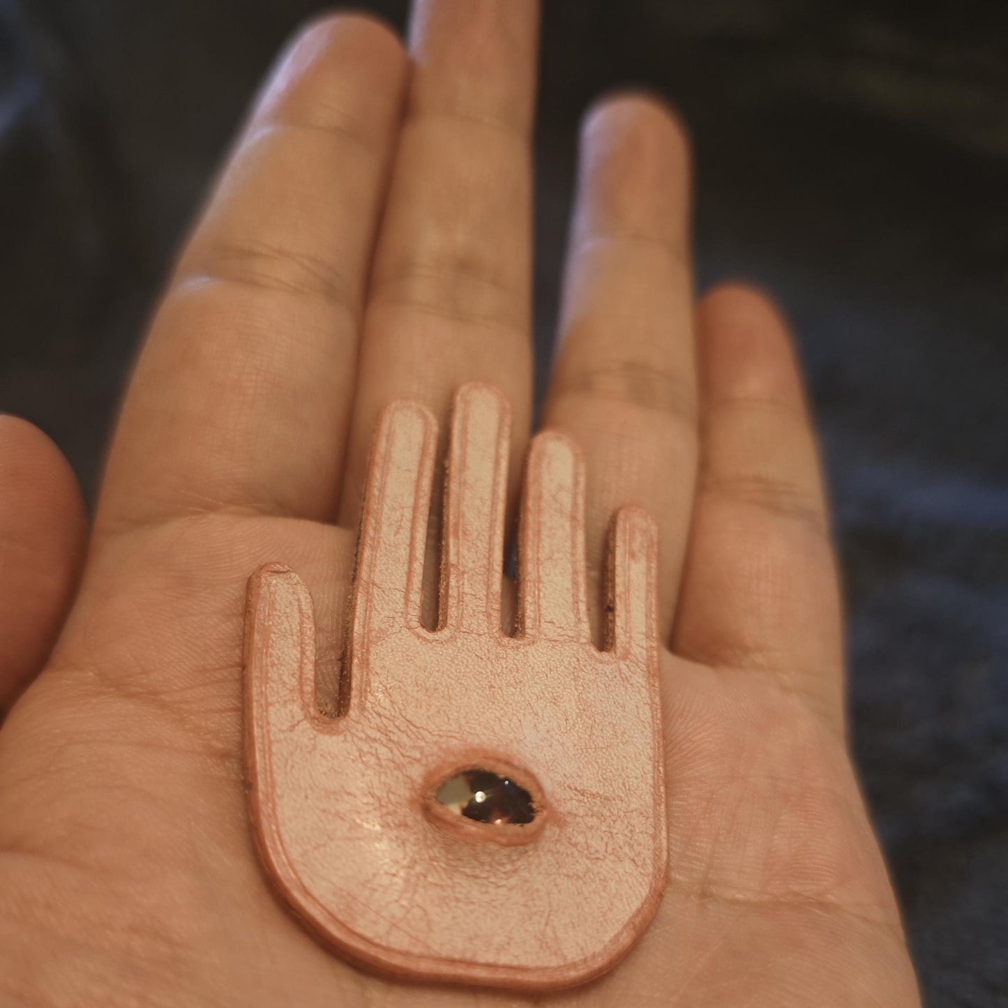 Putogn! Pink Gothic Eye in the Palm Leather Bracelet – Edgy Handmade Jewelry for Mystic Lovers & Bold Fashionistas!