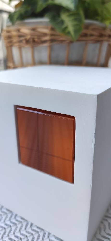 Putogn! White Plaster Orange Crystal Ornaments – Handmade Minimalist Decor for Modern Homes & Holiday Cheer!