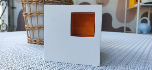 Putogn! White Plaster Orange Crystal Ornaments – Handmade Minimalist Decor for Modern Homes & Holiday Cheer!
