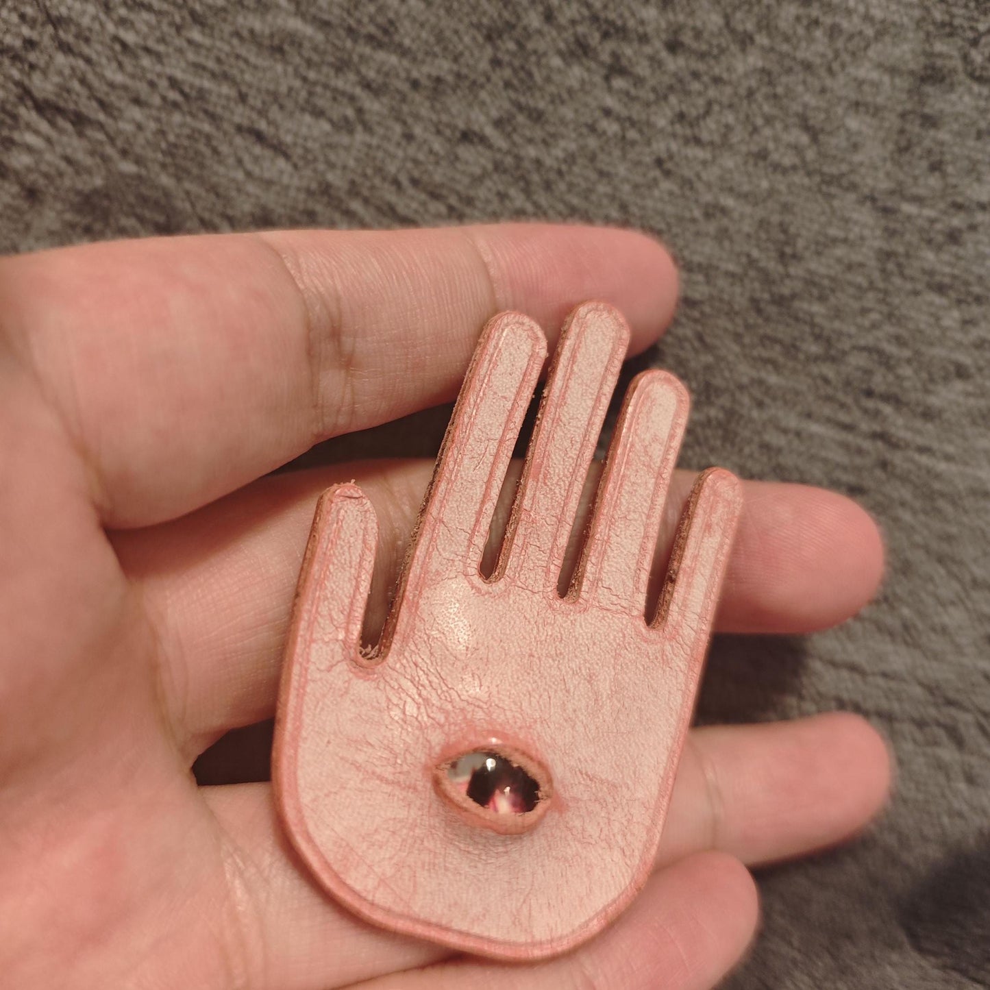 Putogn! Pink Gothic Eye in the Palm Leather Bracelet – Edgy Handmade Jewelry for Mystic Lovers & Bold Fashionistas!