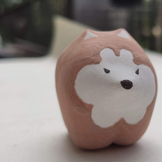 Putogn! Quirky Ceramic Mini Shiba Inu Figurines – Handmade Rustic Pet Dog Decor for Animal Lovers & Nature-Inspired Homes!