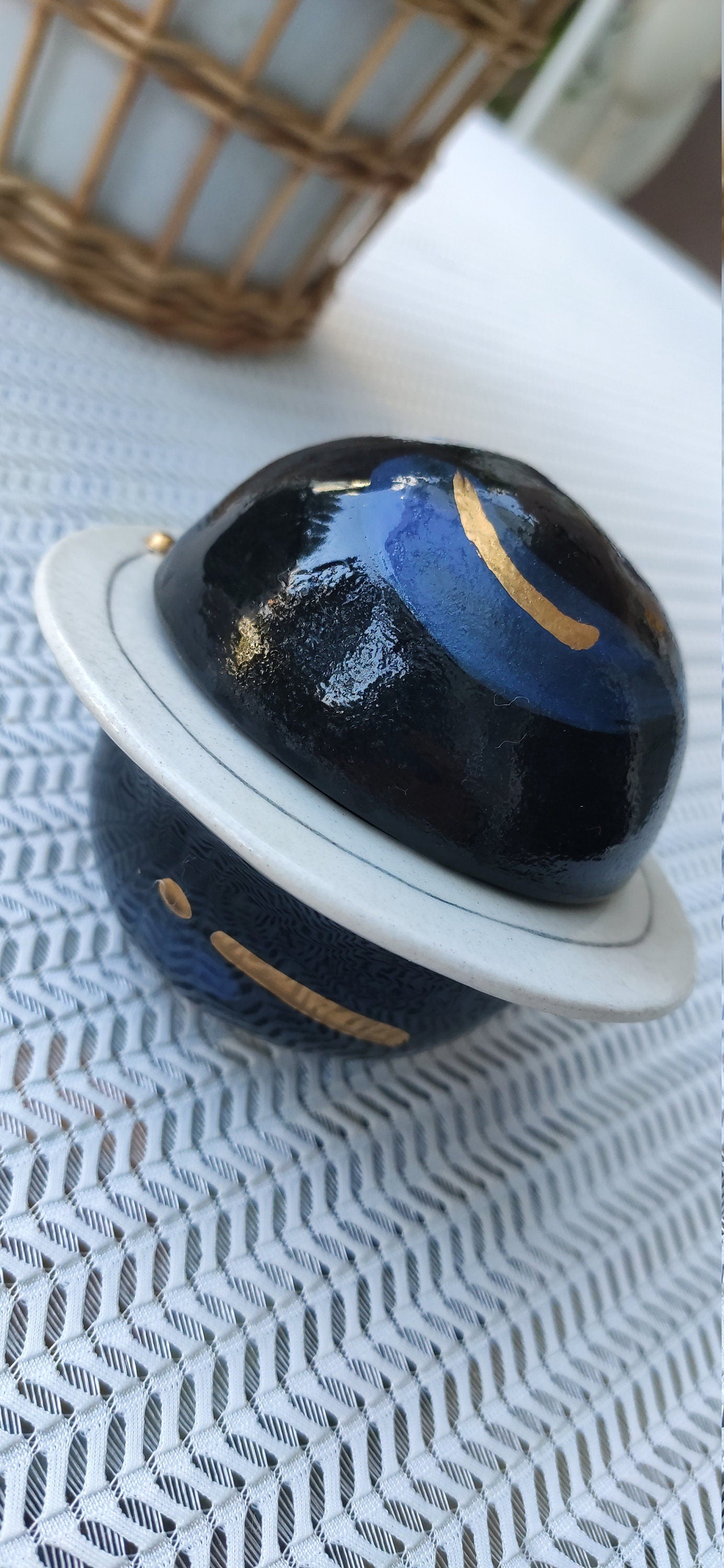 Putogn! Ceramic Planet with Satellite Belt – Handmade Space-Inspired Decor for Astronomy Lovers & Modern Homes!