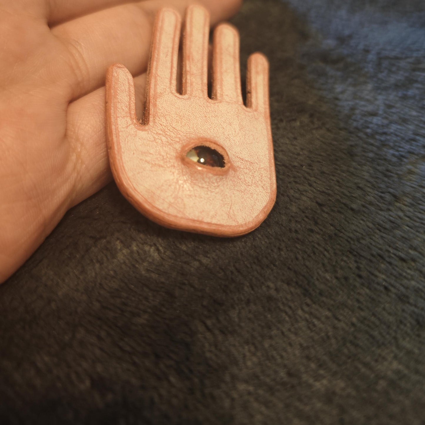 Putogn! Pink Gothic Eye in the Palm Leather Bracelet – Edgy Handmade Jewelry for Mystic Lovers & Bold Fashionistas!