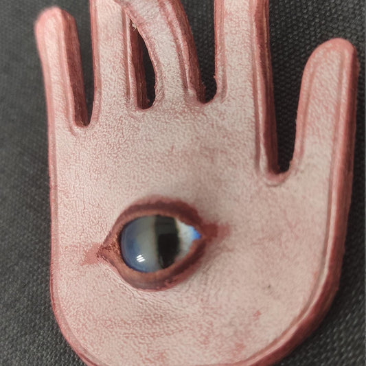Putogn! Pink Gothic Eye in the Palm Leather Bracelet – Edgy Handmade Jewelry for Mystic Lovers & Bold Fashionistas!