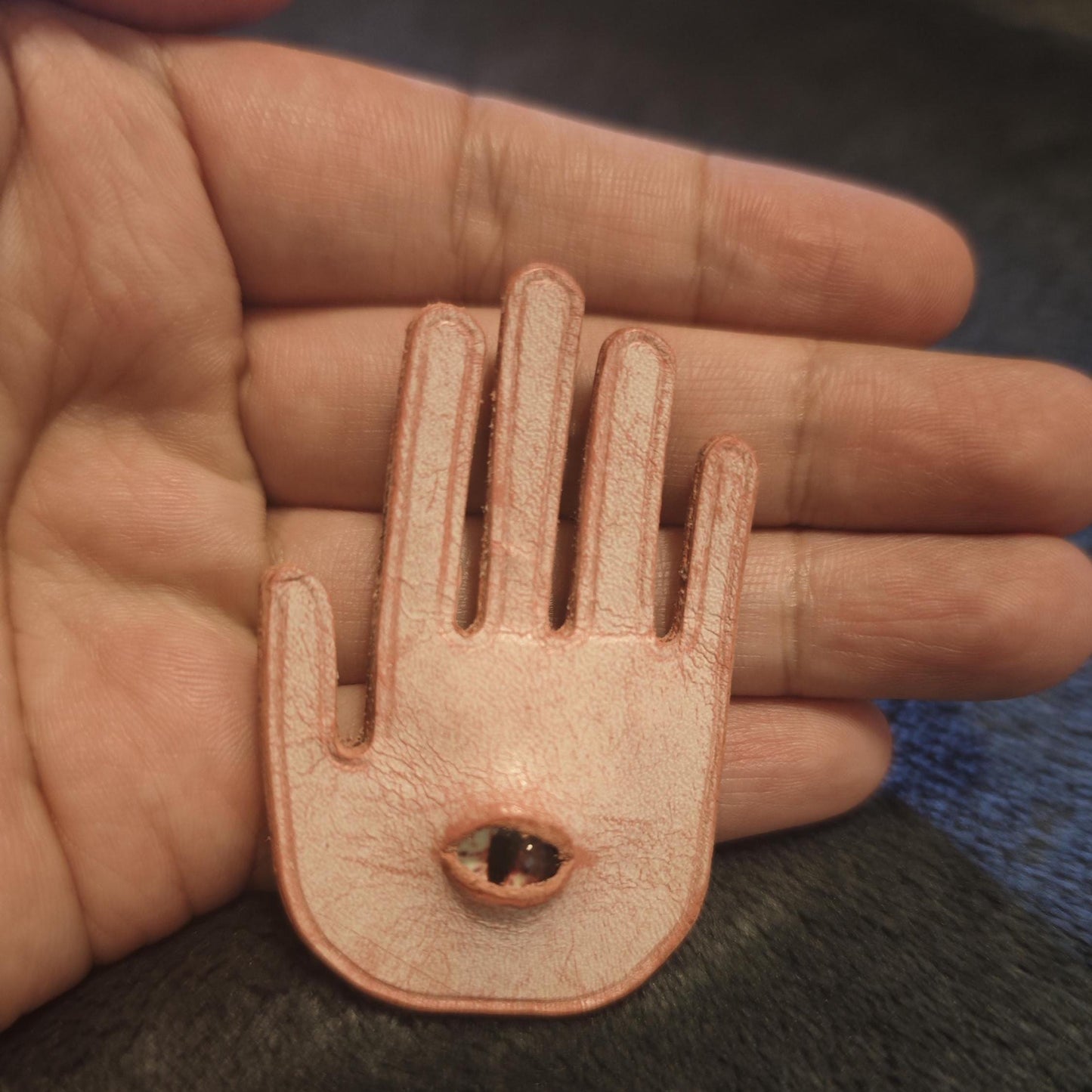 Putogn! Pink Gothic Eye in the Palm Leather Bracelet – Edgy Handmade Jewelry for Mystic Lovers & Bold Fashionistas!